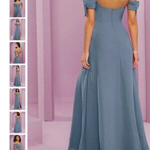 Dress: Barbie - Azazie “Twilight” Dress – A-Line Off-the-Shoulder Chiffon Gown
